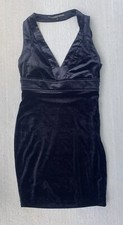 Guess Jet Black Crushed Velvet Bodycon Dress Size Medium