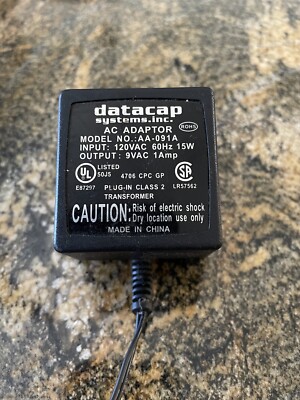 POS Datacap Systems Data Twin Tran Adapter 9V ~ 1A AA-091A Credit Card Process