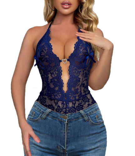 Women Sexy Lingerie Deep V Bodysuit Babydoll Sleepwear Teddy Underwear G-Thong - Picture 34 of 92