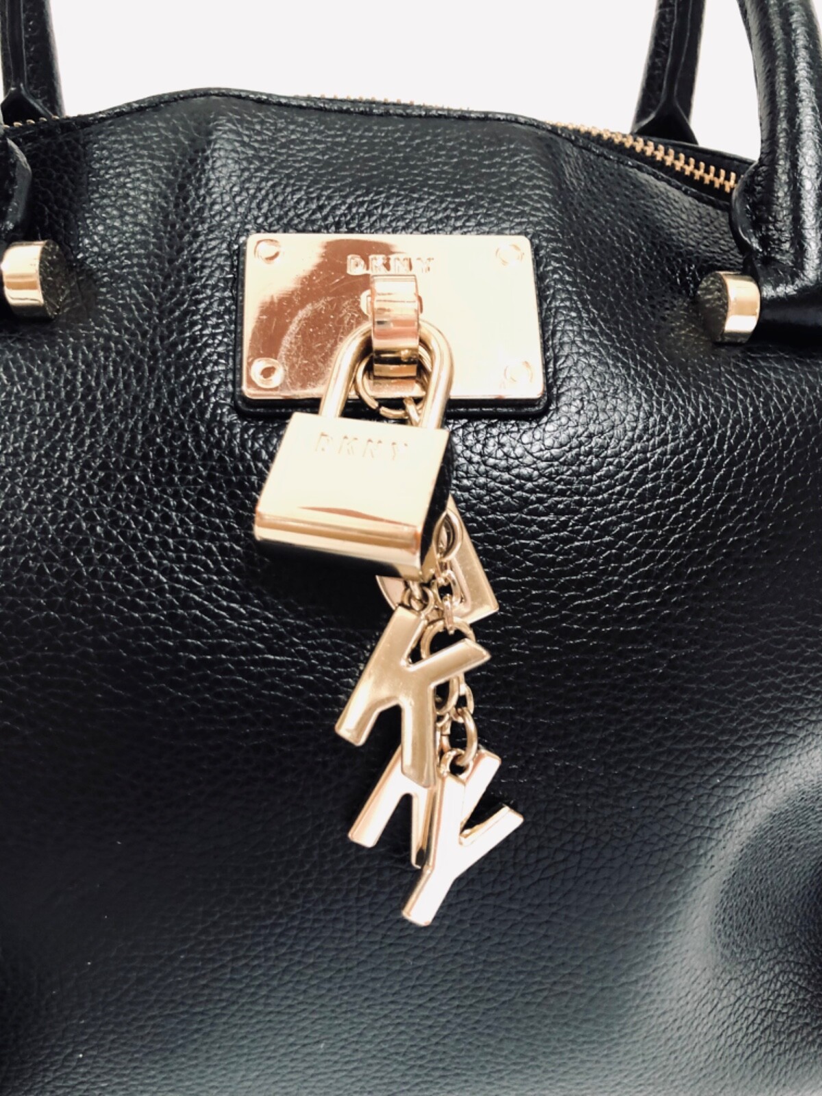 DKNY Elissa Top Zip Pebble Leather Satchel Bag Black … Gem