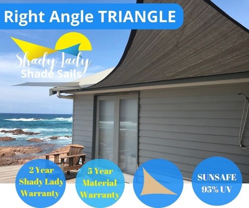 95% UV 4.5 x 4.5 x 6.36m GREY Right Angle Triangle Sun Shade Sail Sun 280GSM - Picture 2 of 24