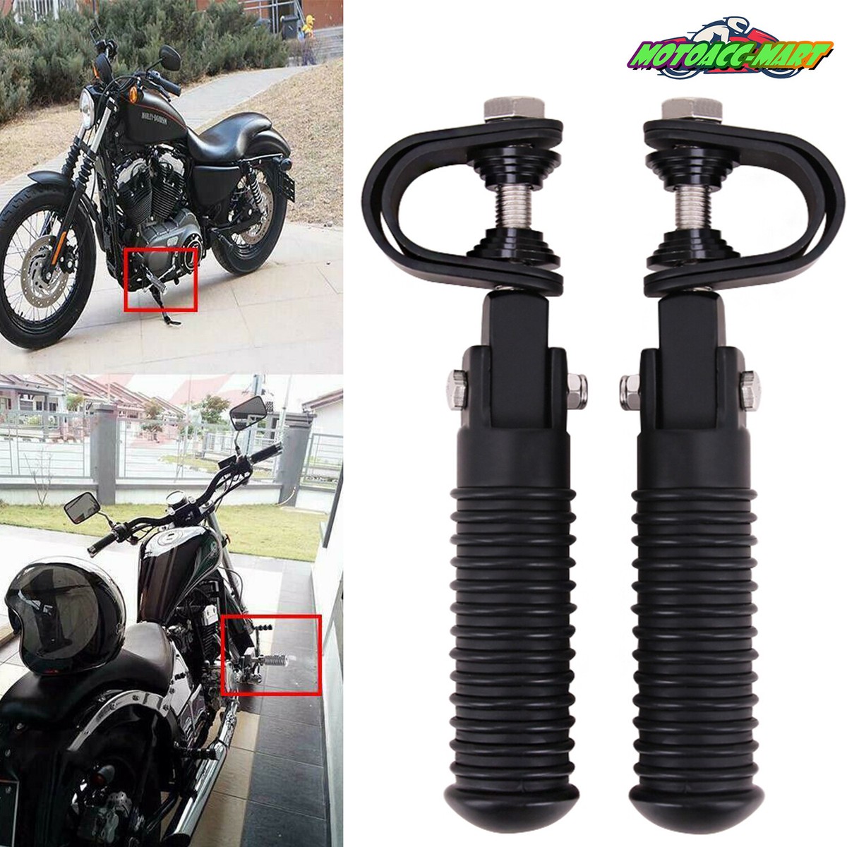 Motorcycle U-Clamp Folding Foot Pegs Clamps 1
