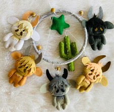 Highland cow baby mobile, Hand knitted cow cactus cot mobile.