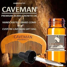 Handcrafted Caveman® BEARD GROWTH OIL plus FREE Comb and Gift Bag Bay Rum