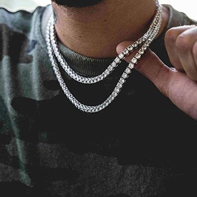 16Ct Round Simulated D/VVS1 Diamond Tennis Necklace 925 Sterling Silver 3MM 18In