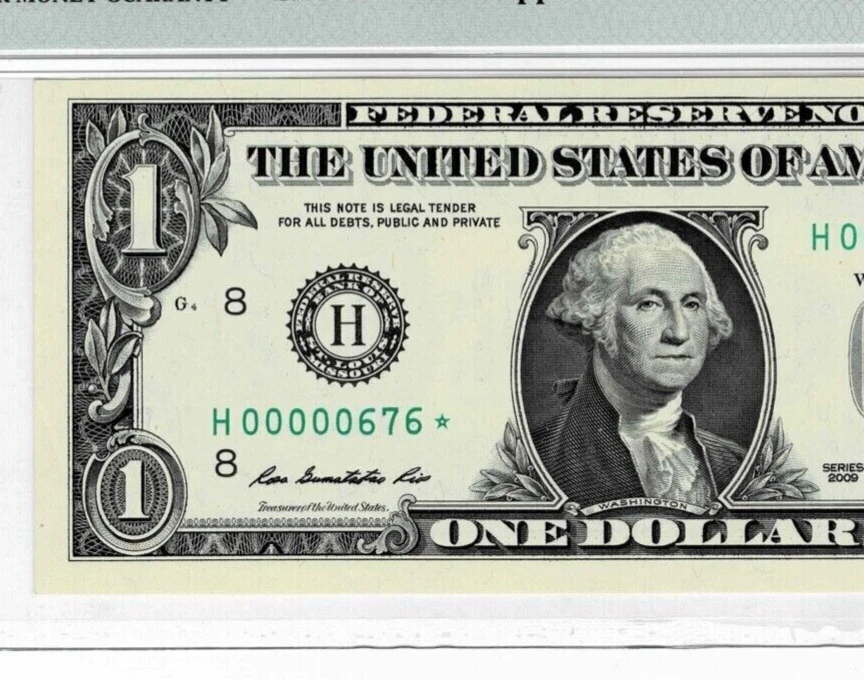 2009 $1 FRN RADAR- St. Louis H* STAR-(KEY NOTE-320K print) PMG AU55--Scarce note - Image 3 of 4