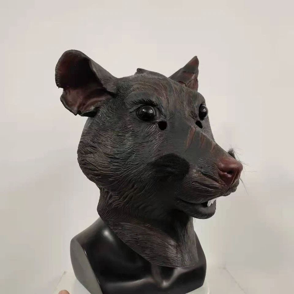 Costume in lattice maschera di Halloween testa di topo copricapo completo cosplay oggetti di scena di ruolo - Immagine 3 di 4