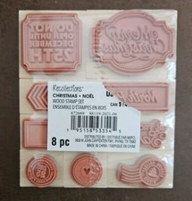 RECOLLECTIONS WOOD RUBBER STAMP SET CHRISTMAS Santa DECEMBER 25 NORTH POLE 8 PC