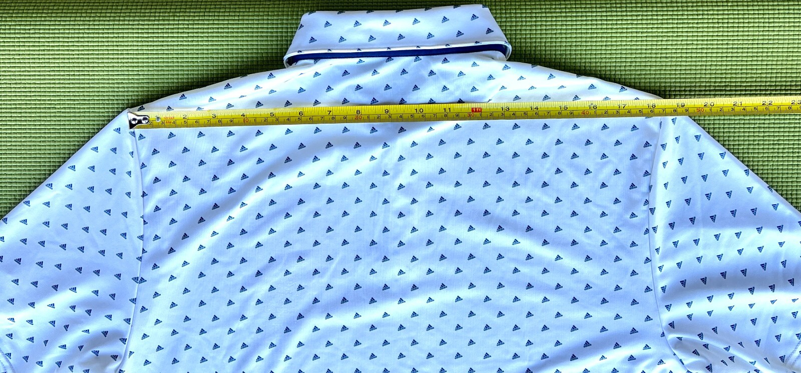 Adidas Polo Shirt Adult Size M White Blue Trefoil Print Logo Golfing Casual Mens thumbnail 10