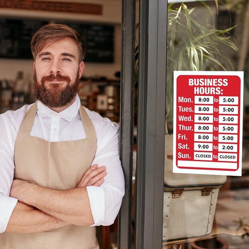 Professional Business Hours Sign Kit - 10 Red & White Open Signs Pack - Picture 7 of 8