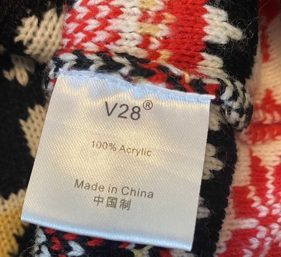 Men’s Ugly Christmas Sweater Reindeers Penguins Red Black White Festive Holiday