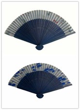 Japanese Style Silk Fan with Floral Designs on Translucent Silk Plus FREE GIFT