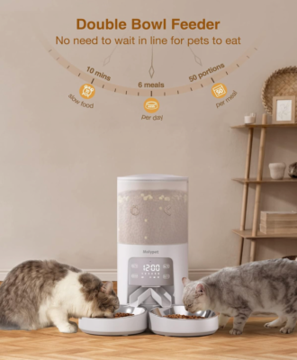Molypet Automatic Cat Feeders for 2 Cats - 6L Cat Food Dispenser w