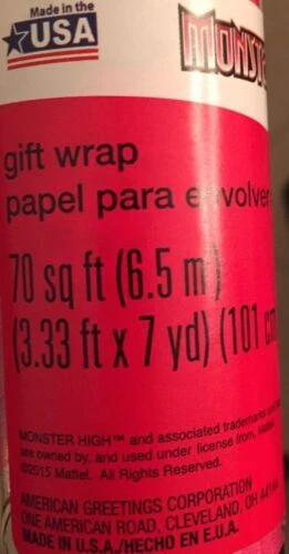 Бумага для обертки Christmas Monster High