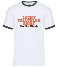Lucky Triathlon Shirt Do Not Wash - Mens Ringer - Swim Cycle Run Running