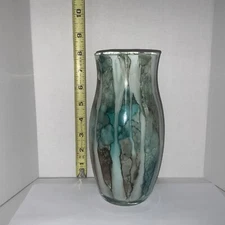 Genuine Italian Art Glass Vase Franco Italy Pastel Teal Claudia 8" Beautiful