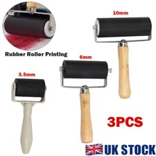 3PC Hard Rubber Roller Printing Ink Lino Brayer Art Craft Tool Handmade Printing