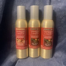 Lot Of 3 Yankee Candle RED APPLE WREATH Home Fragrance ROOM SPRAY Air Freshener