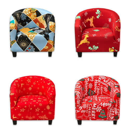 Christmas Decor Club Chair Sofa Slipcover Stretch Reusable Furniture Protector - Afbeelding 1 van 12