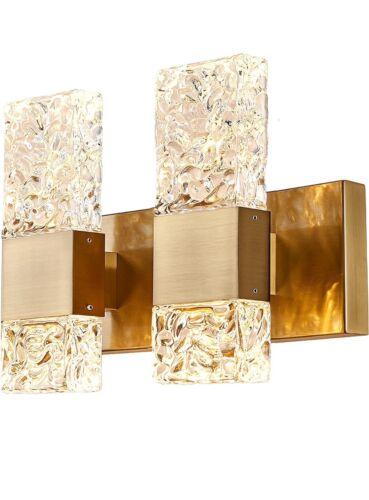 OYLYW Modern LED Vanity Lights for Bathroom Brushed Gold Crystal Bathroom - Picture 1 of 5