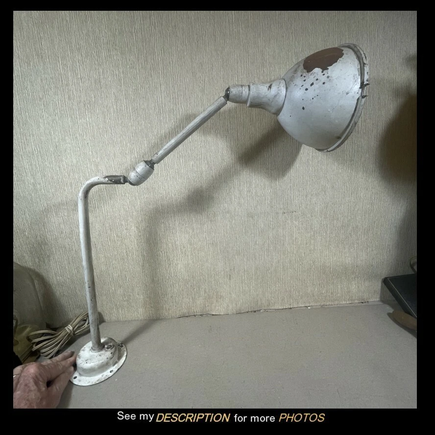 Antique Unusual Articulating Ball Joint Industrial Task LAMP oc white faries era