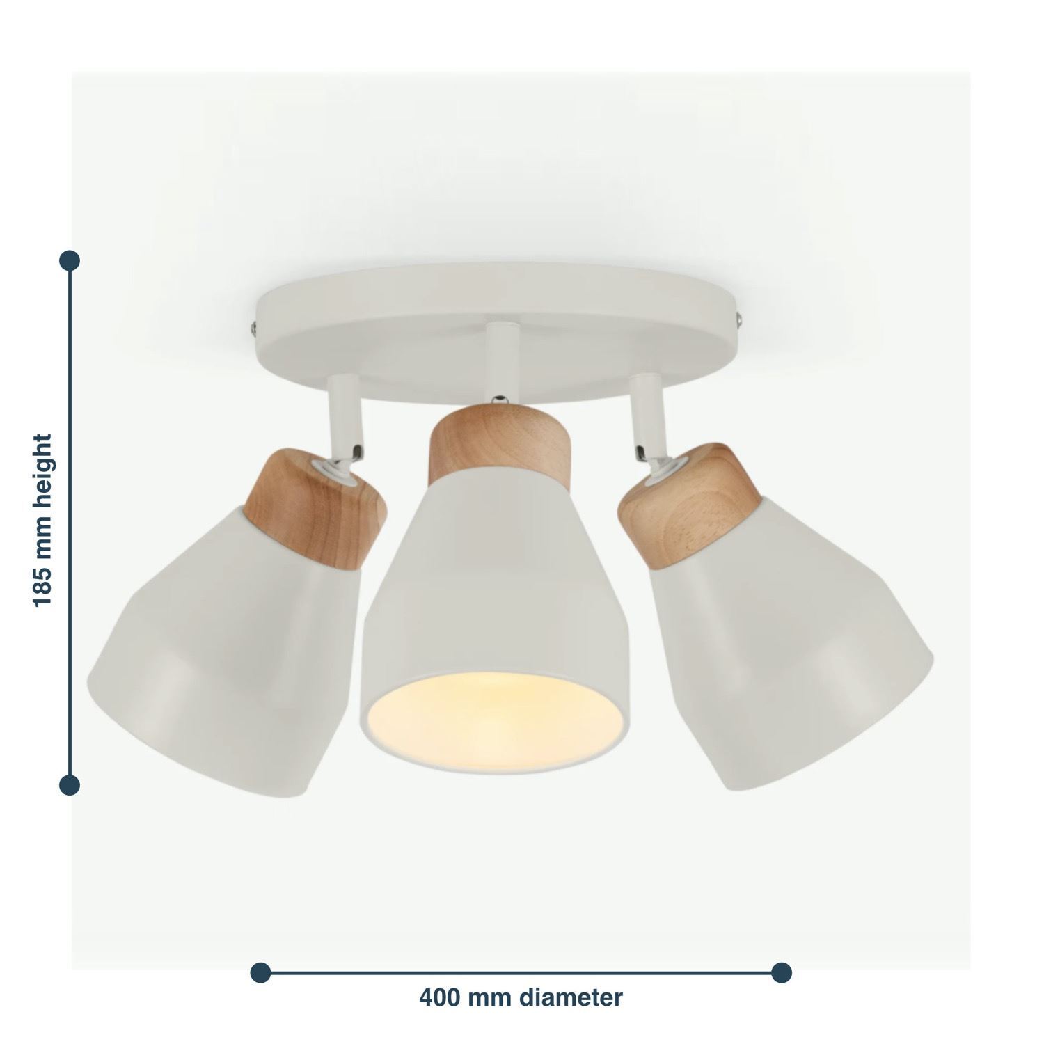 Modern Light Grey with Natrual Wood 3 Way Spotlight Ceiling Light