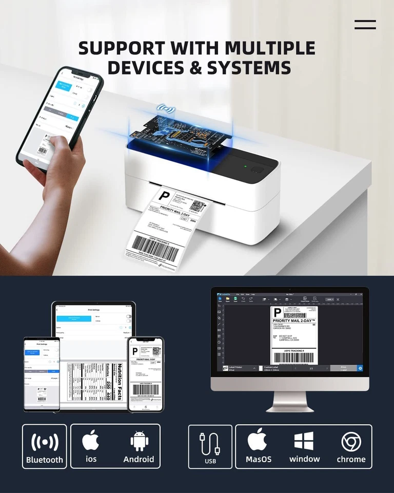 Phomemo Etikettendrucker Bluetooth/USB Versand Thermodrucker für DHL GLS - Bild 3 von 4