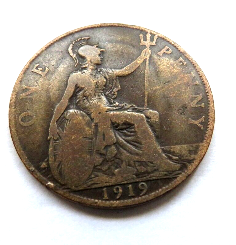 1-15イギリス　1ペニー　銅貨　1919年 プレスエラー　ジョージ 1-15イギリス 1ペニー 銅貨 1919年 プレスエラー ジョージ 1-15