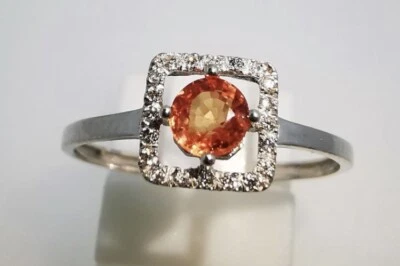 18 kt. Weißgold - Ring - 0.41 ct Saphir - Diamanten - Bild 1 von 4