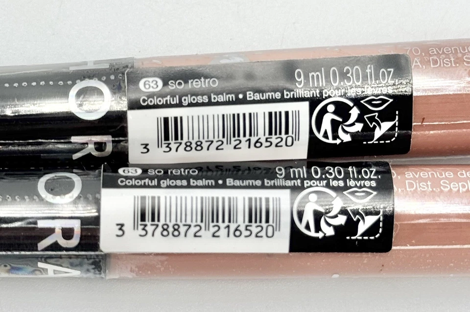 Bálsamo brillante colorido Sephora sensación genial #63 tan retro (paquete de 2) nuevo sellado Foto 3 de 3