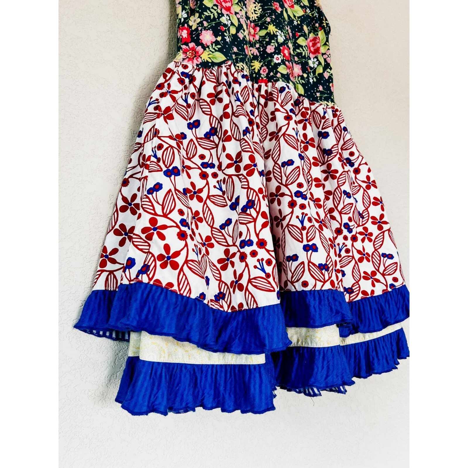 Matilda Jane Ferris Wheel Dress Striped Floral Patriotic Twirl Dress Size 8
