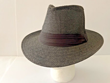 Men Women Fedora Hat Classic Cuban Black Wide Brim Jazz Hat Size Medium 56
