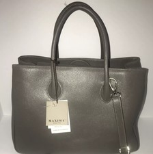 Maxima Milano Grey Leather Crossbody Handbag, Made In Italy