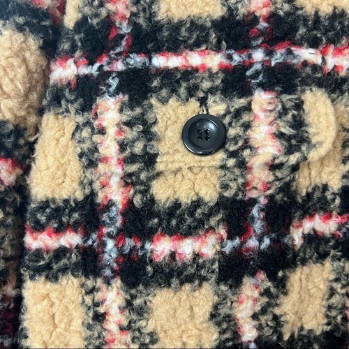Stand Studio Sabi plaid checkered faux shearling teddy oversized jacket Size 6 - Picture 4 of 8