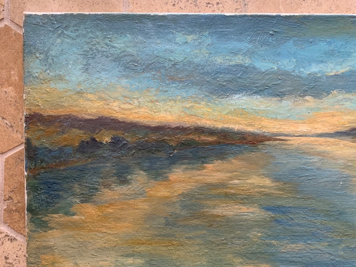Vintage French Original Oil Painting on Canvas of the Seine 18” x