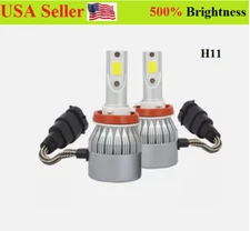 H11 C6 LED Headlight High Low Beam Fog Light Bulbs Kit 6500K 7600 Lumens Bright