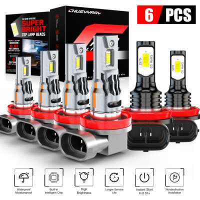 6x Combo H9 H11 H11 LED Headlight Bulbs For Volvo XC60 2010-15 Hi-Lo Fog Beam
