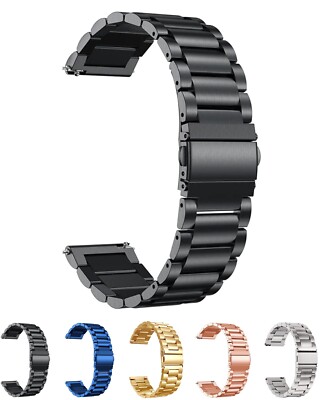 20 MM & 22 MM Replacement Steel Metal Band Smart Watch Strap Bracelet (Glossy)