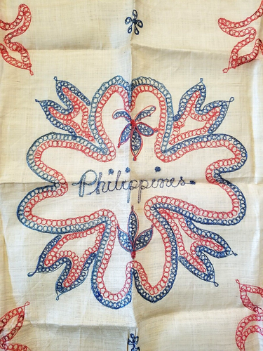 VTG Natural Fiber Hand Embroidered Souvenir Philippines Table Cloth Wall Hanging - Bild 5 von 5