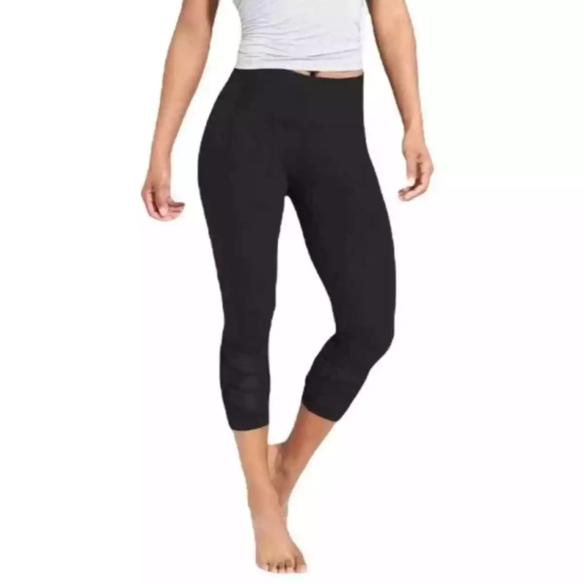 Athleta Abyss Mantra Black Mesh Panel Capri Leggings Size XS