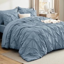 Comforter Sets - 5 Pieces Pintuck Bedding Sets Size, Twin 07 - Mineral Blue