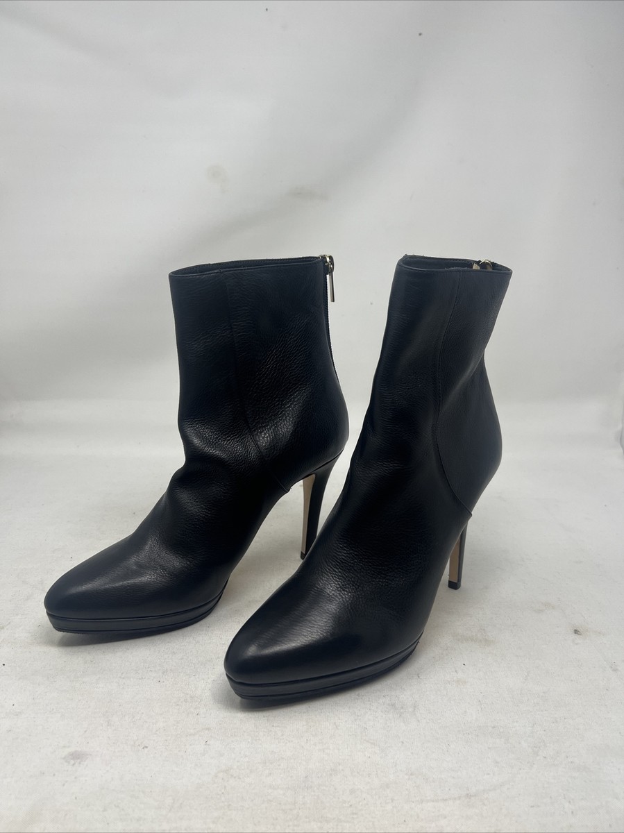 BRAND NEW Jimmy Choo Black Leather Womens Heel Boots Zip up Style