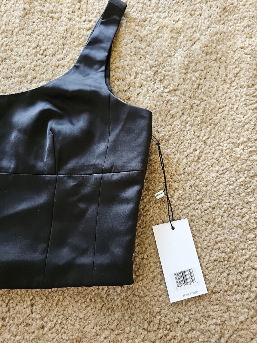 Jason Wu Crop Top Women's Size Small Black Sleeveless Satin Side