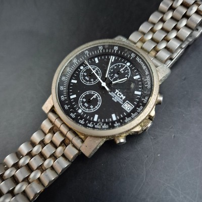 TCM Herren Uhr Chronograph   Robustes Edelstahlmodell mit Tachymeter