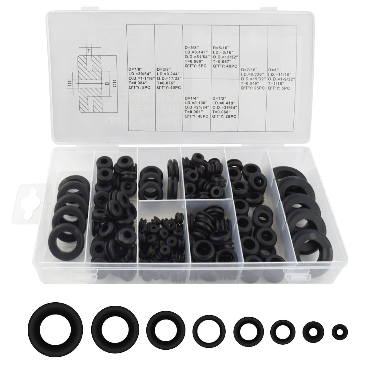 180 Rubber Grommet Kit Assorted Kit 7/8