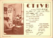QSL radio card CT1VB 1956 Lisbon Portugal Julio Prazeres Man Radio Room m922