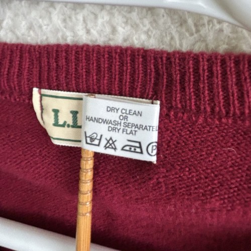 Suéter LL Bean Para Hombres L-Alto Lana de Cordero Hecho en Escocia Rojo Borgoña - Imagen 4 de 9