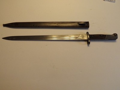 Original Belgian M 1924 Long Mauser Rifle Bayonet and Scabbard -VG