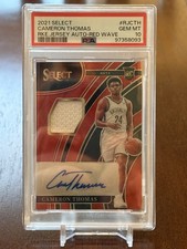 2021-22 Select Rookie Jersey Cameron Thomas Red Wave Auto PSA 10 POP 6