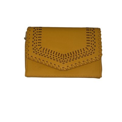 NWOT Women's Moda Luxe Mustard Laser Cut Wallet